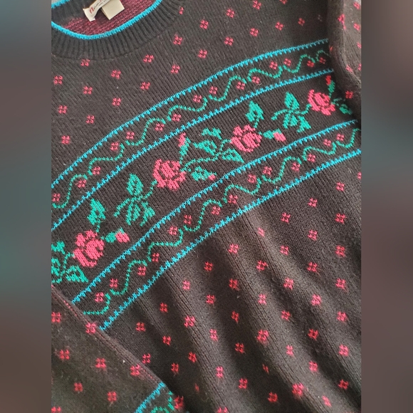 Nan Dorsey 90's Floral Knit Sweater - Picture 2 of 5